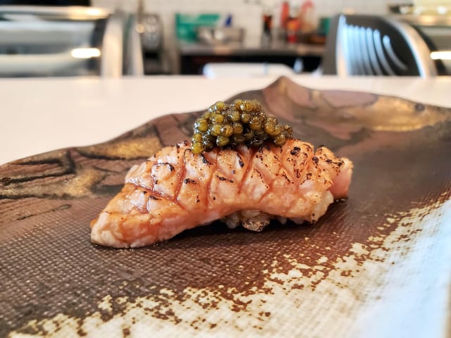 Aburi Otoro Caviar Nigiri.