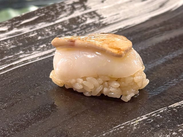 Foie Gras Hotate Nigiri.